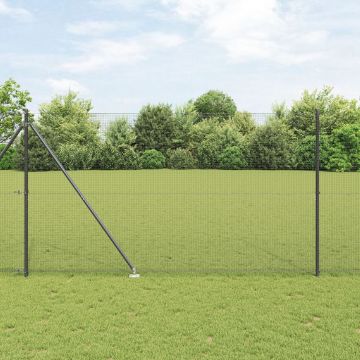 Gossi gard cu fir sudat cu 13 stalpi cu spike gri 1.5x25 m otel