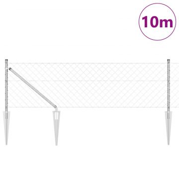 Gossi gard cu plasa de lant cu 7 stalpi cu varf 0.6x10 m otel galvanizat