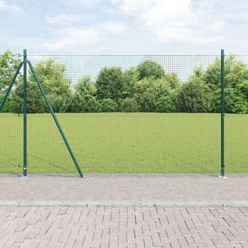 Gossi gard cu plasa sudata cu 13 stalpi flansa verde 1.6x25 m otel
