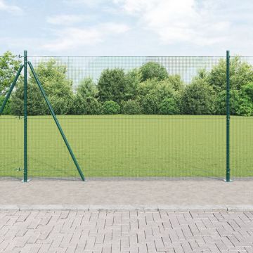 Gossi gard de sarma sudata cu 13 stalpi cu flansa verde 1.6x25 m din otel