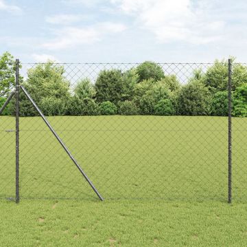 Gossi gard de sarma zincata cu 13 stalpi 1.6x25 m, otel zincat, gri