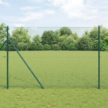 Gossi gard din fiare sudate cu 13 stalpi verde 1.5x25 m otel
