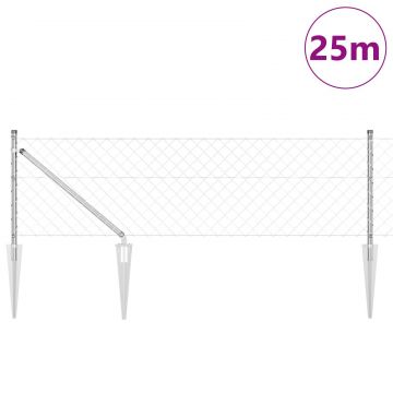 Gossi gard din plasa de lant cu 13 posturi cu varf 0.4x25 m otel galvanizat