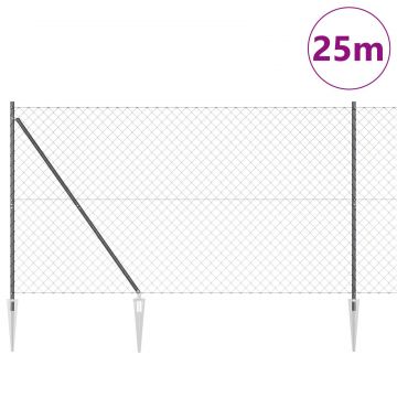Gossi gard din plasa de lant cu 13 posturi in cuie 1.6x25 m din otel galvanizat