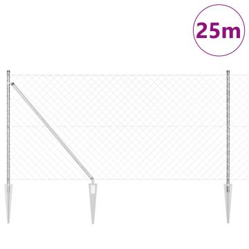 Gossi gard din plasa de lant cu 13 stalpi cu varf 1.2 x 25 m otel galvanizat