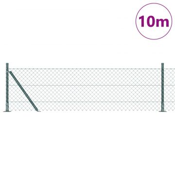 Gossi gard din plasa de lant cu 7 stalpi flansati 0.6x10 m otel galvanizat