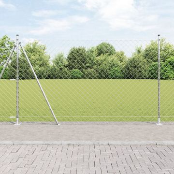 Gossi gard din plasa de lant cu 7 stalpi flansati 1.6x10 m otel galvanizat
