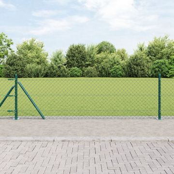 Gossi gard din plasa de sarma cu 13 stalpi flansati 0.4x25 m otel galvanizat