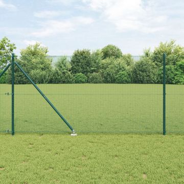 Gossi gard din plasa sudata cu 13 stalpi cu cuie verde 1.2x25 m otel