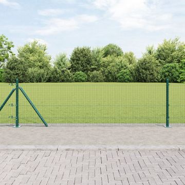 Gossi gard din plasa sudata cu 13 stalpi cu flansa verde 0.4x50 m otel