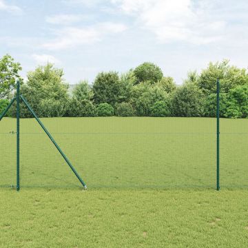 Gossi gard din plasa sudata cu 13 stalpi cu varf verde 1.5x25 m otel