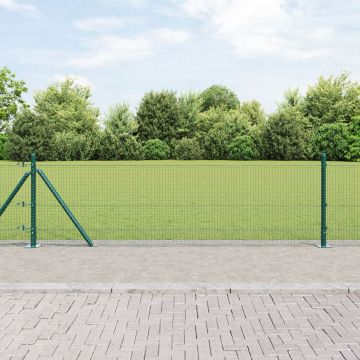 Gossi gard din sarma sudata cu 13 stalpi cu flansa verde 0.4x50 m otel