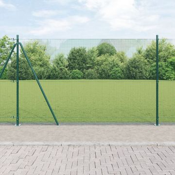 Gossi gard din sarma sudata cu 13 stalpi cu flansa verde 1.4x25 m otel
