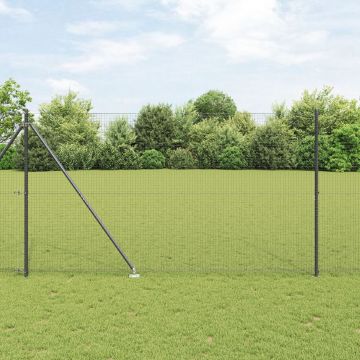 Gossi gard din sarma sudata cu 13 stalpi cuie gri 1.5x25 m otel