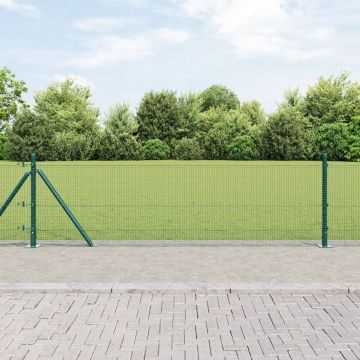 Gossi gard din sarma sudata cu 13 stalpi flansati verde 0.4x50 m otel