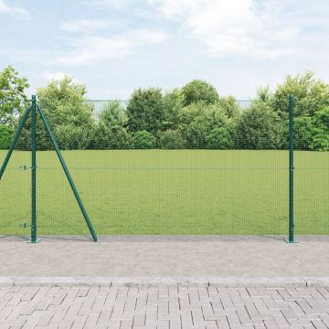 Gossi gard din sarma sudata cu 13 stalpi flansati verde 1.2x25 m otel