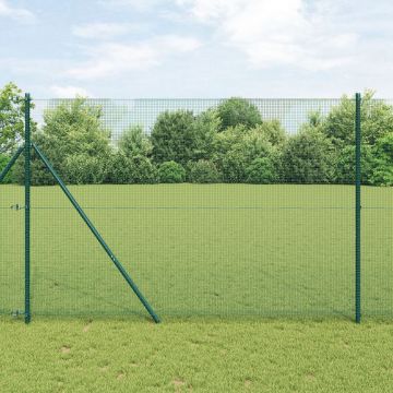 Gossi gard din sarma sudata cu 13 stalpi verde 1,6x25 m otel