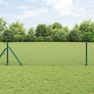 Gossi ingradire din sarma sudata cu 13 stalpi verde 0.6x50 m otel