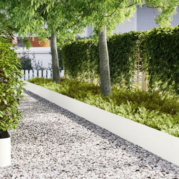 Gossi borduri de gazon, 30 buc., alb, 100x0,5x30 cm, otel