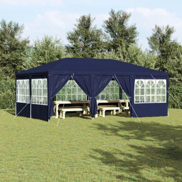Gossi cort de petrecere cu 10 pereti laterali albastru 6x4 m pe