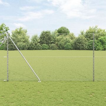 Gossi gard hexagonal 1.5x10 m din otel galvanizat, Gossi stalpi de gard cu varf 7 buc Ø32 mm 170 cm din otel galvanizat