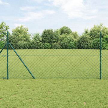 Gossi imprejmuire cu lant cu 13 stalpi 1.4x25 m otel galvanizat verde