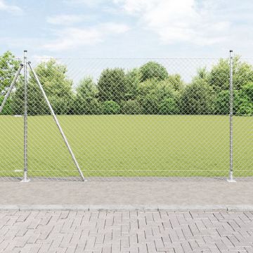 Gossi imprejmuire cu lant cu 7 stalpi flansati 1,5x10 m otel galvanizat