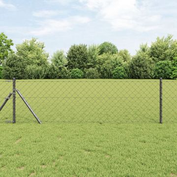 Gossi imprejmuire cu plasa de lant cu 7 stalpi 0.4x10 m otel galvanizat gri
