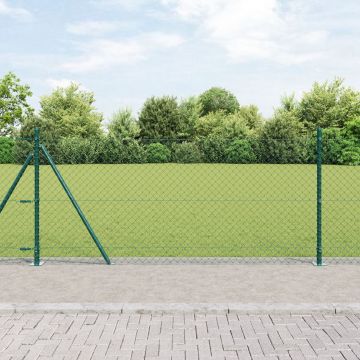Gossi imprejmuire cu plasa de lant set de 2 verde otel vopsit