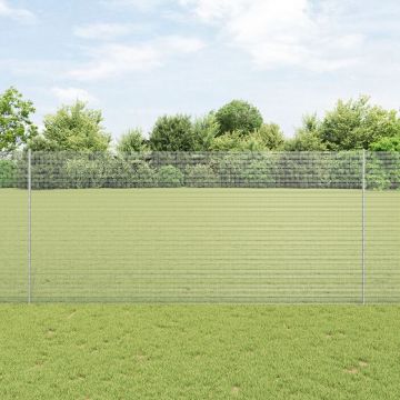 Gossi imprejmuire cu sarma sudata cu 22 stalpi u argint 1.4x25 m otel