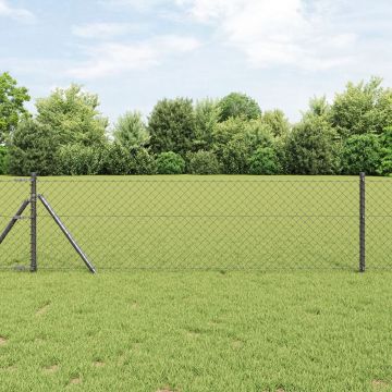 Gossi imprejmuire din lant cu 7 stalpi 0.4x10 m otel galvanizat gri