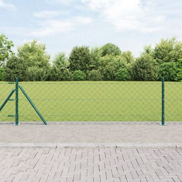 Gossi imprejmuire din plasa de lant cu 13 piloni flansati 0.4x25 m din otel galvanizat