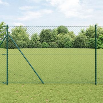 Gossi imprejmuire din plasa de lant cu 7 stalpi 1.6x10 m otel galvanizat verde
