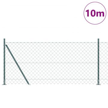 Gossi imprejmuire din plasa de lant cu 7 stalpi flansati 0.8x10 m otel zincat