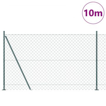 Gossi imprejmuire din plasa de lant cu 7 stalpi flansati 1.5x10 m otel galvanizat