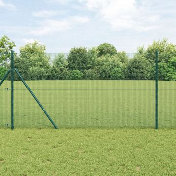 Gossi imprejmuire din sarma sudata cu 13 stalpi verde 1.4x25 m otel