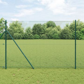 Gossi imprejmuire din sarma sudata cu 13 stalpi verde 1.5x25 m otel