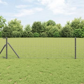 Gossi imprejmuire euro cu 7 stalpi 0.4x10 m din otel galvanizat gri