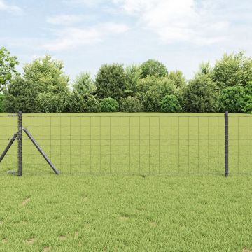 Gossi imprejmuire euro cu 7 stalpi 0.6x10 m otel galvanizat gri
