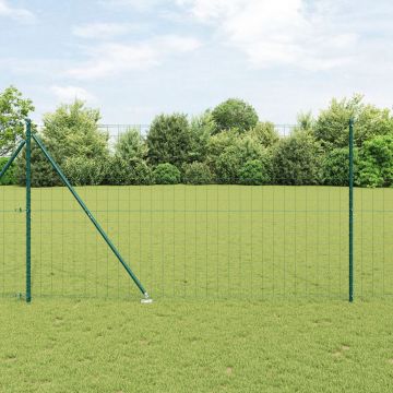 Gossi imprejmuire euro cu 7 stalpi cu varf 1.6x10 m otel galvanizat verde