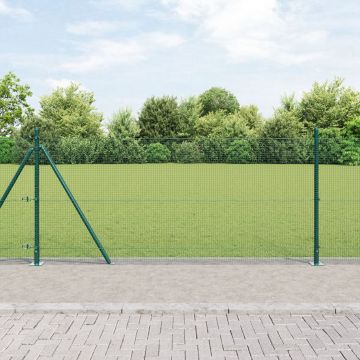 Gossi imprejmuire sudata cu 13 stalpi flansati verde 1x25 m otel