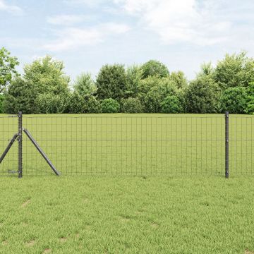 Gossi imprejmuirea euro cu 7 stalpi 0.4x10 m otel galvanizat gri