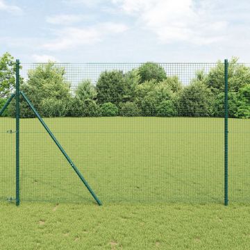 Gossi set de stalpi de gard set de 2 verde otel vopsit electrostatic