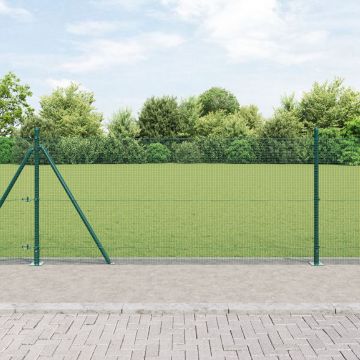 Gossi set de stalpi de imprejmuire set de 2 verde otel, pvc 25 x 1 m