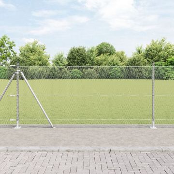 Imprejmuire hexagonala Gossi 0.8x10 m otel galvanizat, stalpi de ingradire Gossi cu placi de baza 7 piese Ø32mm 90cm otel galvanizat