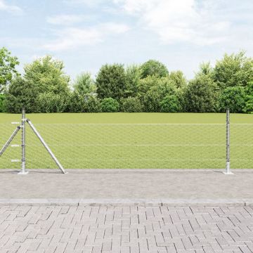 Ingradire hexagon Gossi 0.4x100 m otel galvanizat, stalpi de ingradire Gossi cu placi de baza 13 buc Ø32mm 50cm otel galvanizat