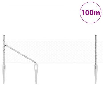 Sant hexagonal Gossi 0.8x100 m otel galvanizat, stalpi pentru sant Gossi cu ancora 13 buc Ø32 mm 100 cm otel galvanizat