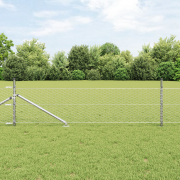 Gard hexagonal Gossi 0.8x10 m otel galvanizat, stalpi de gard Gossi cu varf 7 buc Ø32 mm 100 cm otel galvanizat