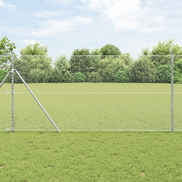 Gard hexagonal Gossi 1.4x10 m otel galvanizat, stalpi de gard Gossi 7 buc Ø32 mm 190 cm otel galvanizat