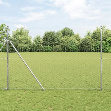 Gard hexagonal Gossi 1,5x10 m otel galvanizat, stalpi de gard Gossi 7 buc Ø32 mm 200 cm otel galvanizat